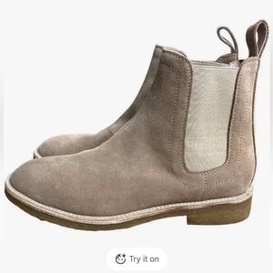 CIVIL REGIME  Men's Cream Leather Crepe Sole Unit‎ Chelsea Boots